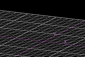 CAD画面です。これはCADを操作して、直方体を作っているところです。格子状(グリッド状)になっている線が交錯している面が作業面といいます。3次元CADで3次元の物体を制作する際に基準になる面です。