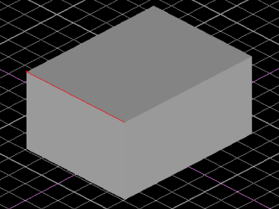 この直方体の選択部分は手前上側の赤くなっている一辺です。