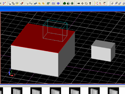 大きい直方体の上の面に小さい直方体を移動させます。