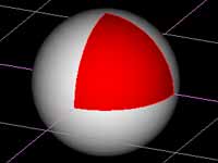 球体の面を選択してみました。この面をみると球体って、このCADソフトでは八つの面からなっているんだなぁってわかります。きっと勘のいいひとは始めの球体を作っている時点で気付いたと思いますが。